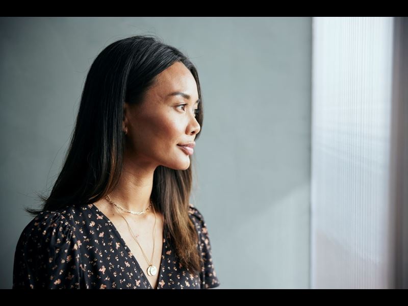 Woman Smiling Looking To Left