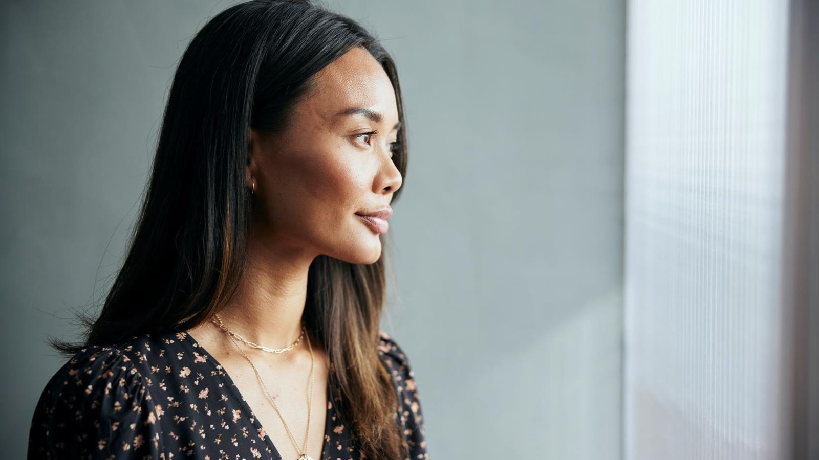 Woman Smiling Looking To Left